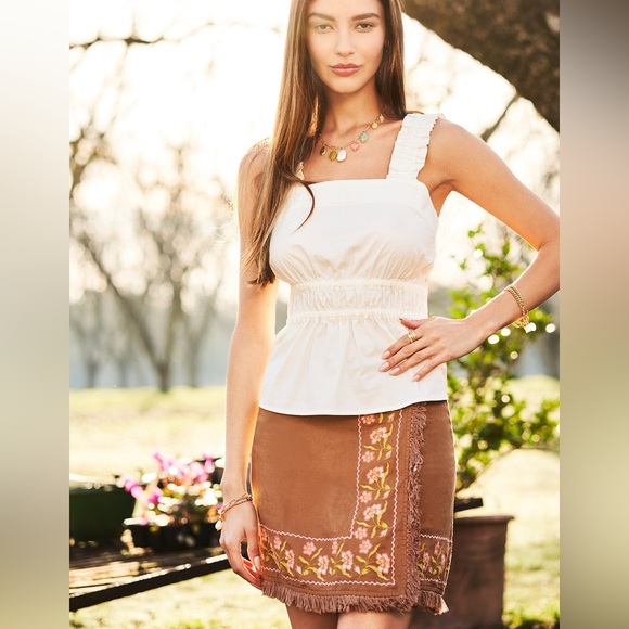 NWT Spartina 449 Daisy Peplum Tank Pearl White